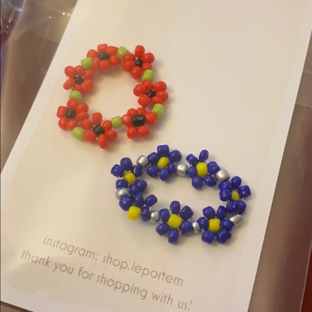 [Handmade]Flower Beads Rings 🌼